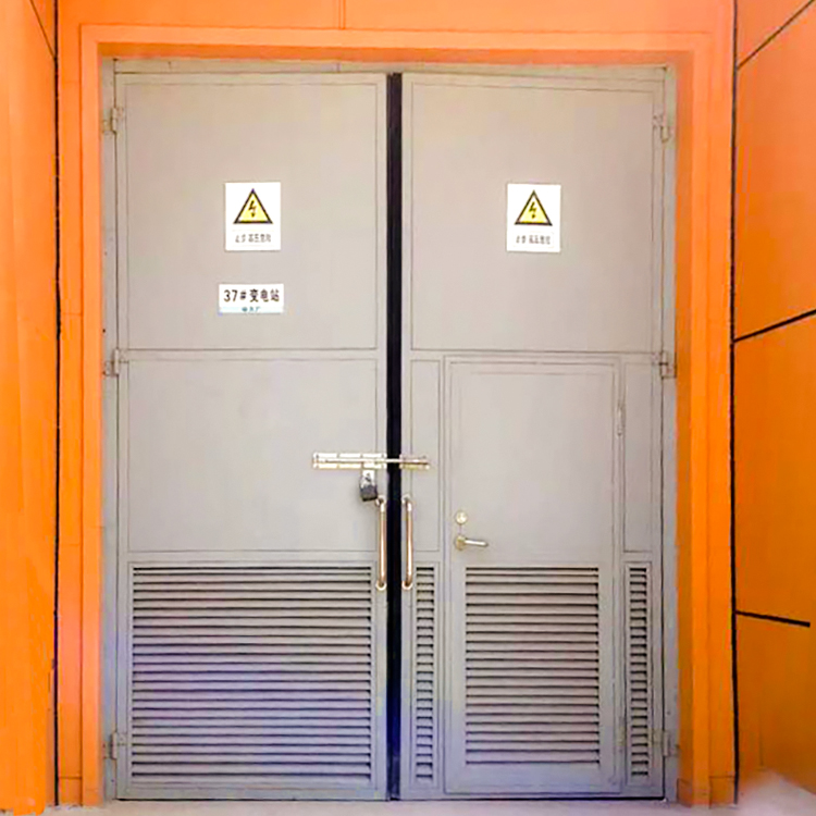 DIAN-SD2501 Steel industry swing door with two leaves and pedestrian door